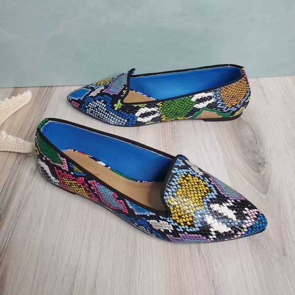 New! Multi Snake Pointy Toe Flats - Picture 5 of 8